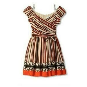 Anna Sui For Target Women's Dress 100% Silk Mini Off Shoulder Size 5